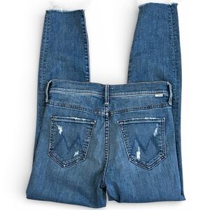 MOTHER Denim The Stunner Ankle Fray Stretch Skinny Blue Jean Women 28 High Waist